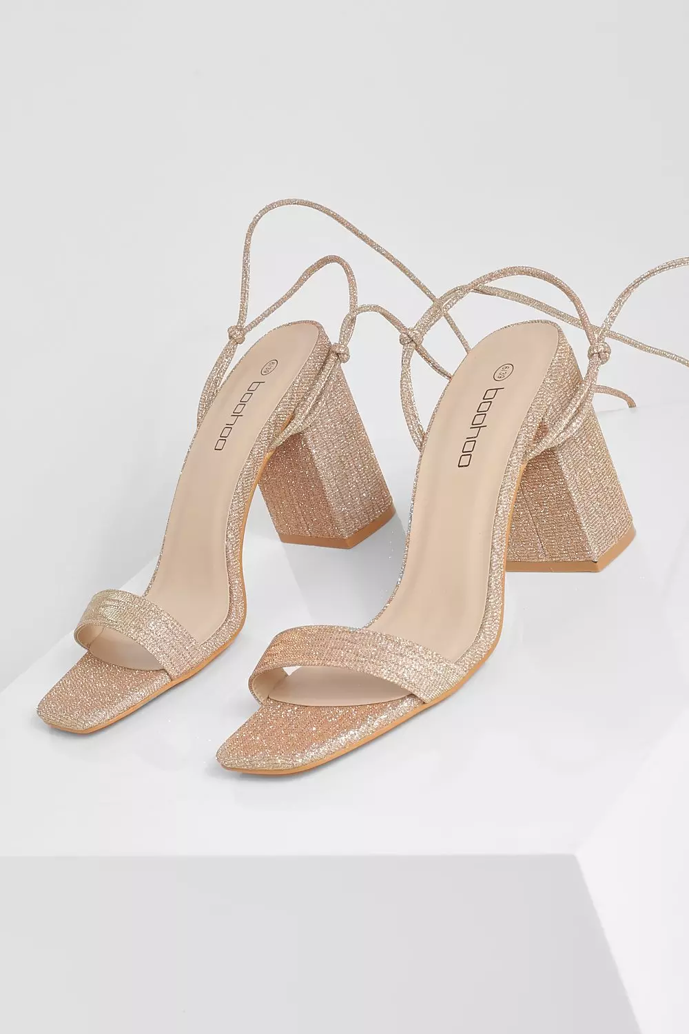 Rose gold hotsell sparkly block heels